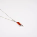 Small Droplet Amber Pendant - Elegant Sterling Silver Necklace with Baltic Amber Stone