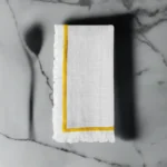 Elegant Table Cloth Napkins Set of 4 with Yellow Embroidery - 100% Cotton, 20" x 20" Ideal for Parties, Dinners & Gifts - Image 3