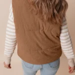 Natalia Corduroy Zipped Puffer Vest - Stylish & Warm Women's Winter Wear