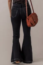 Lydia High Waist Button Front Flare Jeans - Retro Multi-Button Design, Fashion-Forward Fit