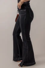 Lydia High Waist Button Front Flare Jeans - Retro Multi-Button Design, Fashion-Forward Fit - Image 3