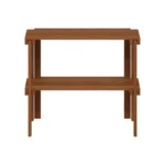 Tioman 2-Tier Outdoor Toolless Display Shelf & Plant Stand - Natural Finish, Water-Resistant Meranti Wood - Image 3