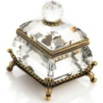 Handcrafted Crystal Perfume Trinket Box - Enamel Painted with 24K Gold & Austrian Crystals by Keren Kopal