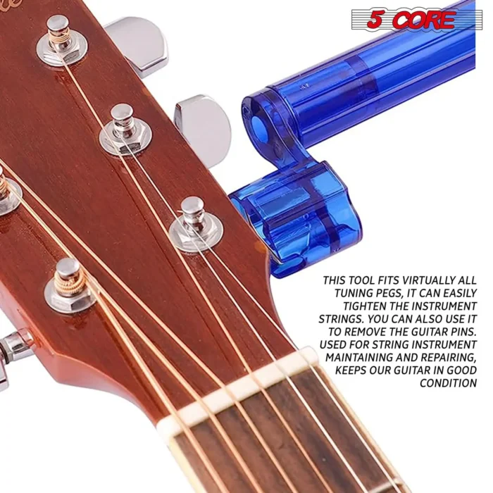 5Core Professional Guitar String Winder with Bridge Pin Remover - Ergonomic, Durable & Universal Compatibility - Blue, Pack of 5 - Image 12