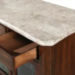 Marseille Sideboard with Marble Top Elegant Dining Storage with 4 Drawers & Glass Door Shelves - Image 5