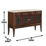 Marseille Sideboard with Marble Top Elegant Dining Storage with 4 Drawers & Glass Door Shelves - Image 6
