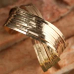 Elegant Gold Crossover Cuff Bracelet Modern Textured Design, Open Cuff for Easy Wear