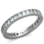 High Polished Stainless Steel Ring with Clear AAA Grade CZ - Elegant and Durable