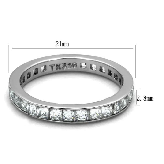 High Polished Stainless Steel Ring with Clear AAA Grade CZ - Elegant and Durable - Image 2