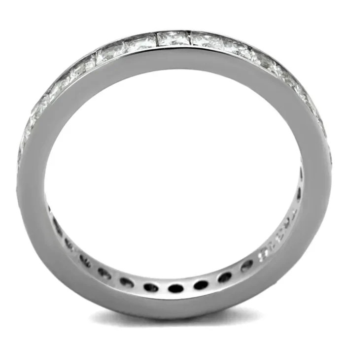 High Polished Stainless Steel Ring with Clear AAA Grade CZ - Elegant and Durable - Image 3