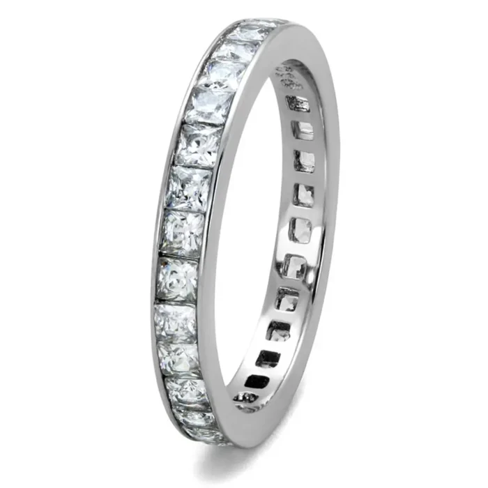 High Polished Stainless Steel Ring with Clear AAA Grade CZ - Elegant and Durable - Image 4