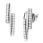 Elegant High Polished Stainless Steel Earrings with AAA Grade Clear CZ - DA369
