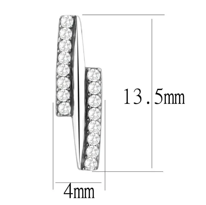 Elegant High Polished Stainless Steel Earrings with AAA Grade Clear CZ - DA369 - Image 2