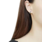 Elegant High Polished Stainless Steel Earrings with AAA Grade Clear CZ - DA369 - Image 3