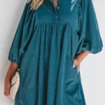 Charlie Corduroy Button Dress - Elegant Empire Waist, Trendy Bracelet Sleeves