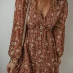 Ashley Boho Floral Puff Sleeve Mini Dress Enchanting Boho-Chic Style