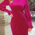 Georgia Smocked Ruffled Puff Sleeve Velvet Mini Dress - Luxurious & Playful