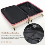 Gradient Pink 4-Piece Luggage Set with USB Port Carry-On, Expandable ABS Durable Suitcase, Travel Bag, Cup Holder & Spinner Wheels - Image 6