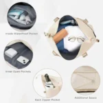 Beige & Gold 4-Piece Luggage Set: Durable ABS Suitcase with USB Port, Spinner Wheels & Travel Bag - Image 5