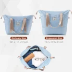 4 Piece Luggage Set with USB Port, Spinner Wheels, and Expandable ABS Suitcases - Light Blue & Golden - Image 6