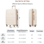 Premium 3-Piece Expandable ABS Hardshell Luggage Sets with Spinner Wheels & TSA Lock in Ivory and Golden - 20''/24''/28'' Durable, Lightweight, and Stylish Suitcase Set - Image 9