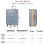 Light Blue Expandable ABS Hardshell Luggage Set 3pcs - 20'' 24'' 28'' with Spinner Wheels & TSA Lock - Image 15