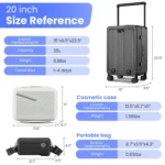 Premium 20 Inch Carry-On Luggage with Aluminum Frame, PC Hard Shell, 360 Wheels & TSA Lock - Ideal for Business Travel - Image 3
