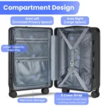 Premium 20 Inch Carry-On Luggage with Aluminum Frame, PC Hard Shell, 360 Wheels & TSA Lock - Ideal for Business Travel - Image 5