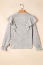 Melanie Flounce Sleeve Ruffled Shirt - Stylish & Feminine Top with Elegant Plaid Design - Image 7