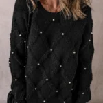 Valerie Pearl Embellished Rhombus Pattern Sweater Chic & Comfort in One | Shop Now!