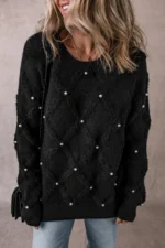 Valerie Pearl Embellished Rhombus Pattern Sweater Chic & Comfort in One | Shop Now!