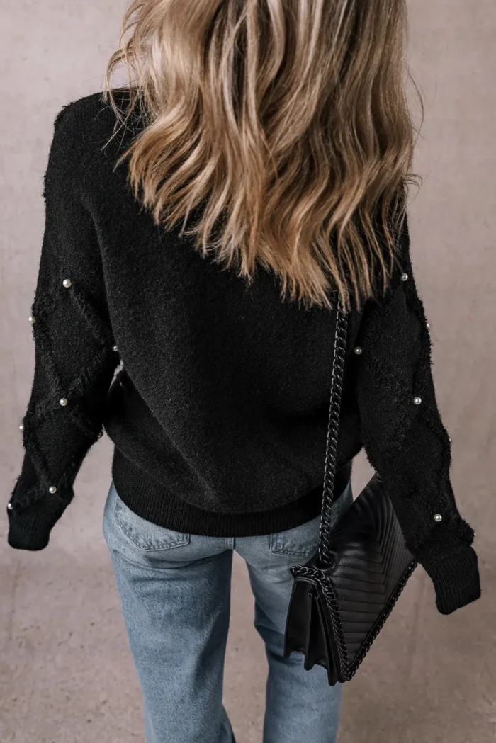 Valerie Pearl Embellished Rhombus Pattern Sweater Chic & Comfort in One | Shop Now! - Image 2