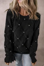 Valerie Pearl Embellished Rhombus Pattern Sweater Chic & Comfort in One | Shop Now! - Image 4