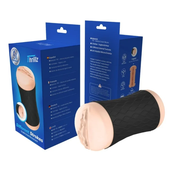 Different Strokes Double Ended Masturbator - Dual Pleasure Openings & Textured Grip | Premium Silicone - Image 5