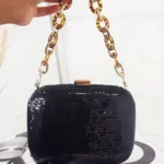 Glamorous Sequin Embellished Handbag - Detachable Chain & Tortoise Shell Straps - Perfect for Parties & Special Occasions