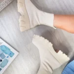 Stylish Chunky Sock Boots - Cozy Faux Leather Ankle Boots for Every Occasion