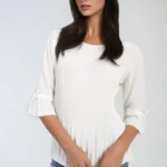 Elegant Plisse Pleated Short Bow Sleeve Top - Stylish & Fun Women's Blouse