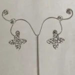 Elegant Floral Embellished Earrings with Sparkling Rhinestones - Perfect for Special Occasions