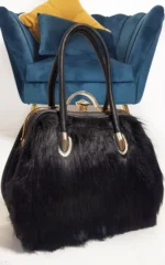 Elegant Faux Fur Handbag with Luxe Gold Accents - Perfect for Every Outfit