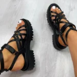 Black Strappy Sandals - Comfortable & Stylish | Perfect Festival Footwear