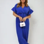 Chic Christina Wrap Over Tie Belt Frill Sleeve Jumpsuit - Elegant & Comfortable Women's One-Piece