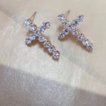 Cross Diamante Earrings - Elegant Gold-Tone Crystal Cross Earrings for Every Occasion