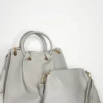 Elegant Elisa Faux Leather Handbag Set with Detachable Shoulder Strap and Gold Hardware Beige | Chic & Versatile Handbag for Everyday Fashion