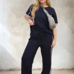 Elegant Contrast Stripe Top & Wide Leg Trouser Co-ord Set - Effortless Style & Comfort