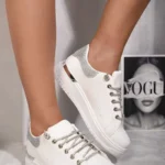 Embellished Lace Platform Trainers Stylish & Comfortable Lace Design Sneakers for Extra Height