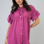 Rebecca Button Down Pleated Frill Tops - Elegant & Versatile Women's Blouse