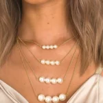 Exquisite Multi Pearl Drop Necklace Gold Chain & Elegant Clasp