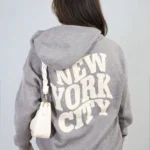 Cozy New York City Print Knitted Hoodie - Perfect Urban Style Essential