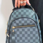 Giselle High Quality Checked Print Mini Backpack - Stylish & Durable Leather Bag for Everyday Use