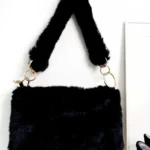 Fluffy Shoulder Bag - Chic Faux Fur Purse with Zip Closure - Perfect for Any Occasion
